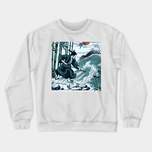 Japan Samurai Bamboo Forest and River Crewneck Sweatshirt